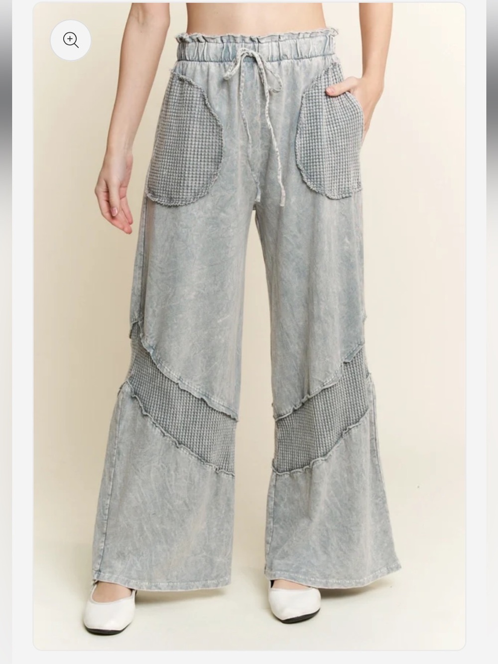 J. Her Mineral Wash Waffle Pocket Wide-Leg Pants Large Pull On